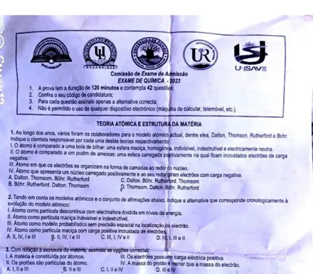 Exame de admissão de Química (UP)